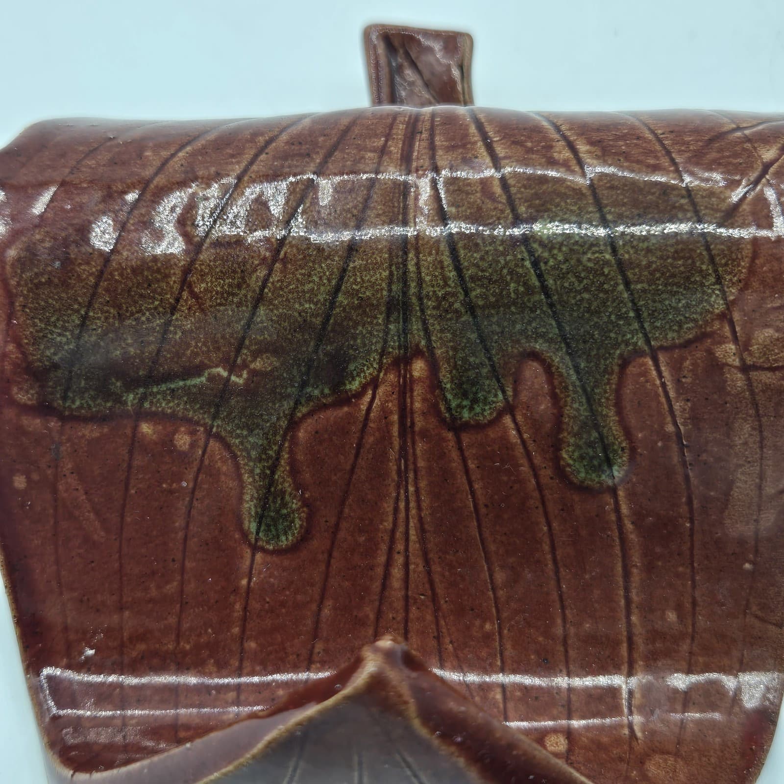 Studio Art Pottery Business Card Holder Leaf Design Stray Cat Studio Brown - Thumbnail 9