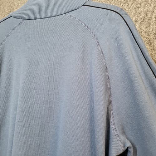 Hugo Boss Mens Sweater L Blue Cotton Hidden Snap Henley Pullover Mock Turtleneck - Thumbnail 6