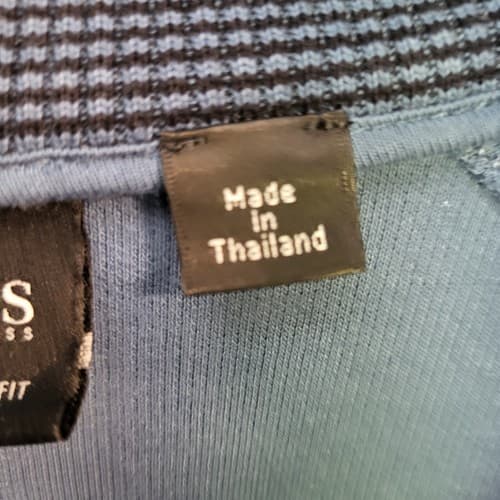 Hugo Boss Mens Sweater L Blue Cotton Hidden Snap Henley Pullover Mock Turtleneck - Thumbnail 14