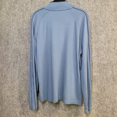 Hugo Boss Mens Sweater L Blue Cotton Hidden Snap Henley Pullover Mock Turtleneck - Thumbnail 2