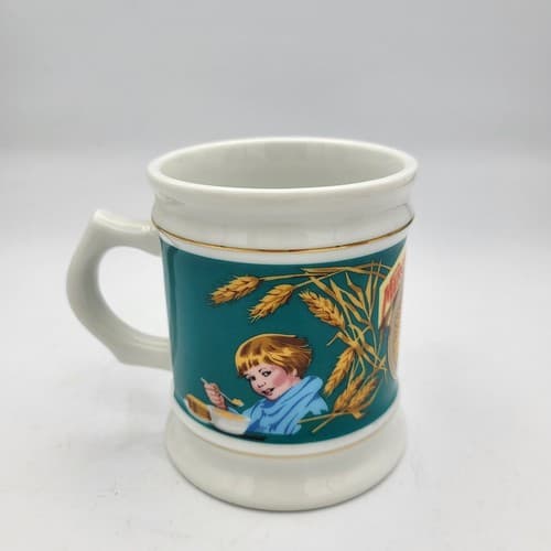 Gold Metal Flour Mug Advertising Porcelain The Corner Store Japan VTG 1982 - Thumbnail 4