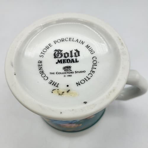 Gold Metal Flour Mug Advertising Porcelain The Corner Store Japan VTG 1982 - Thumbnail 7