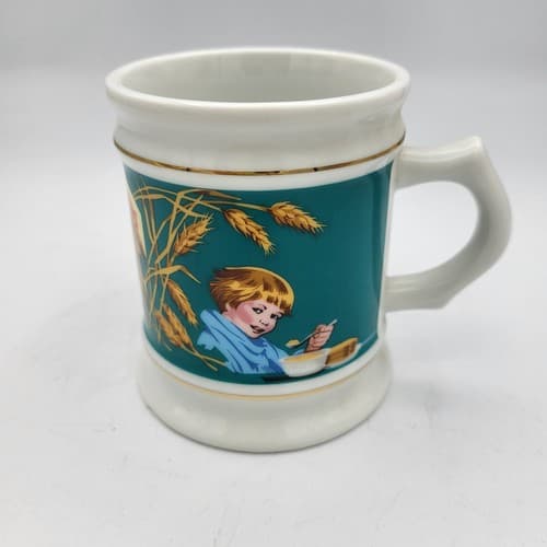 Gold Metal Flour Mug Advertising Porcelain The Corner Store Japan VTG 1982 - Thumbnail 2