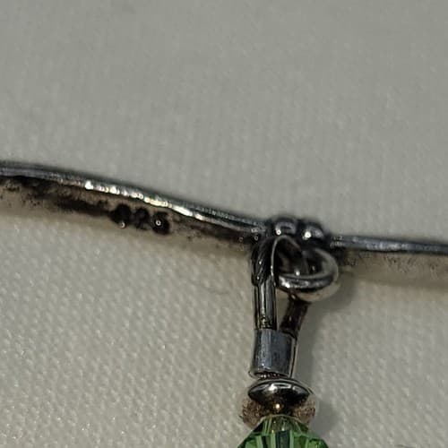 925 Silver Bracelet Glass Beads Green Blue Pink Toggle Heart Clasp Marked - Thumbnail 9