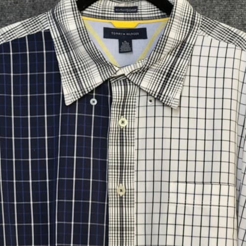 Tommy Hilfiger Mens Shirt Button Down XL Navy Black Multi-Print Check Cotton - Thumbnail 7