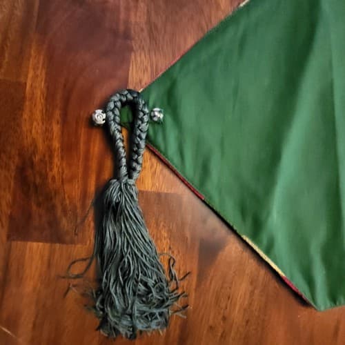 Christmas Pier 1 Long Runner Red Green Gold Velvet 14"x72" Striped Tassels - Thumbnail 8