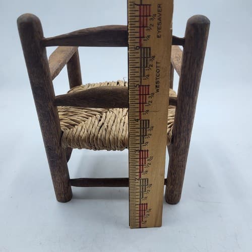 Handmade Wooden Rattan Rocking & Chair Brown Dollhouse Furniture Cottagecore - Thumbnail 12