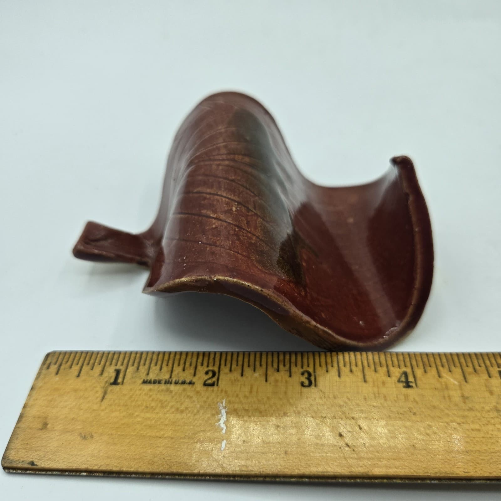 Studio Art Pottery Business Card Holder Leaf Design Stray Cat Studio Brown - Thumbnail 10