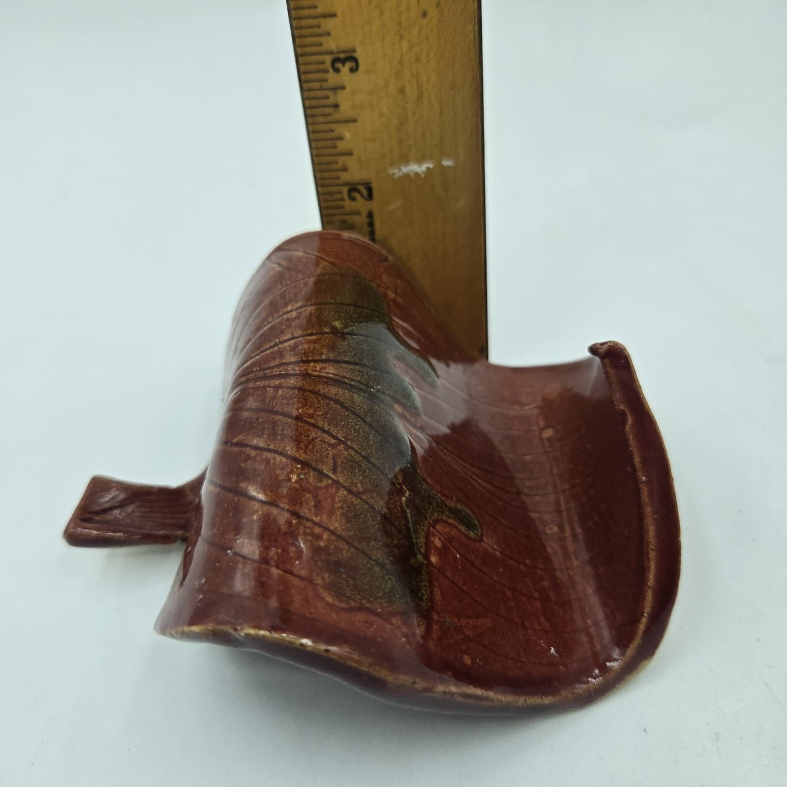 Studio Art Pottery Business Card Holder Leaf Design Stray Cat Studio Brown - Thumbnail 11
