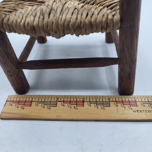 Handmade Wooden Rattan Rocking & Chair Brown Dollhouse Furniture Cottagecore - Thumbnail 11