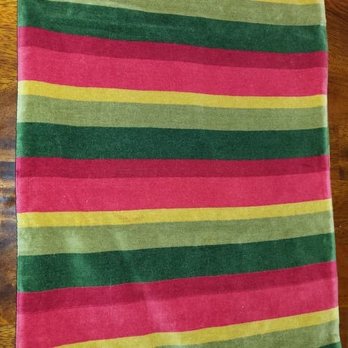Christmas Pier 1 Long Runner Red Green Gold Velvet 14"x72" Striped Tassels - Thumbnail 5