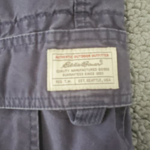 Eddie Bauer Mens Cargo Shorts Blue 35 Cotton Demin 6 Pockets Hiking Outdoor - Thumbnail 2