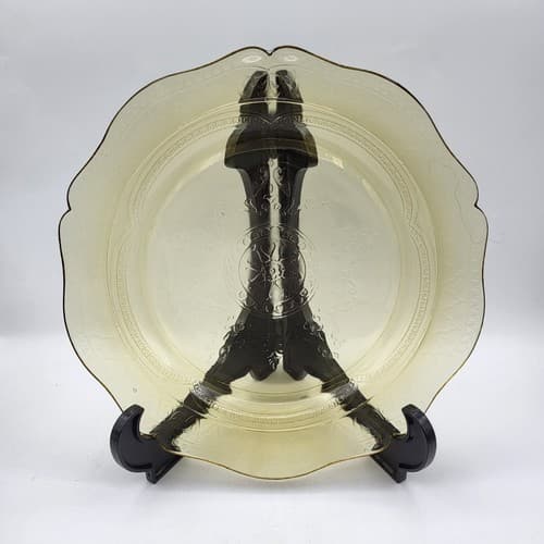 Vintage Federal Depression Glass Dinner Plate Spoke Amber Yellow 11" Replacement - Thumbnail 3