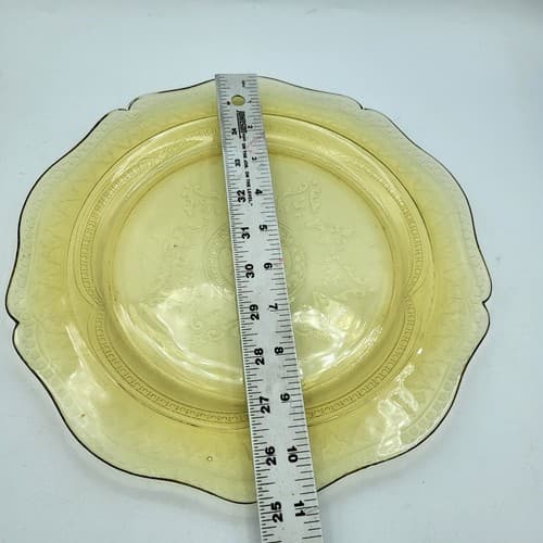 Vintage Federal Depression Glass Dinner Plate Spoke Amber Yellow 11" Replacement - Thumbnail 8