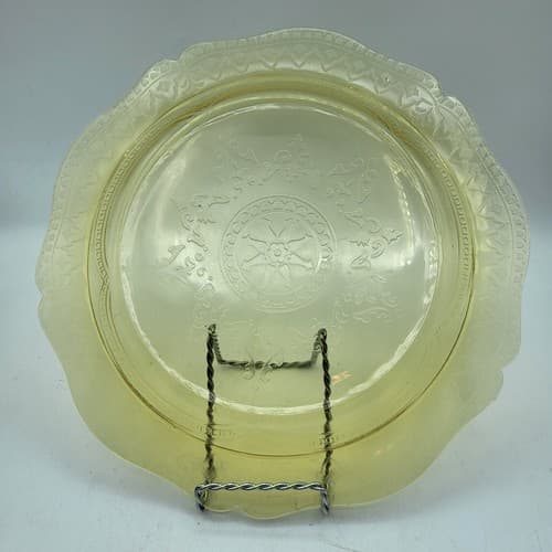 Vintage Federal Depression Glass Dinner Plate Spoke Amber Yellow 11" Replacement - Thumbnail 7