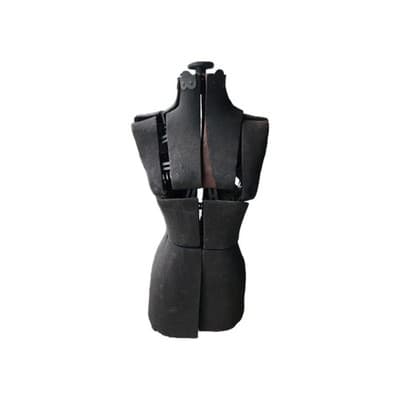 VTG Womens Dress Form Mannequin Adustable Cast Iron Stand Base Black Fabric - Thumbnail 4