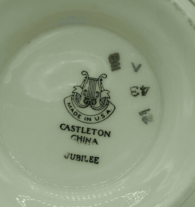 Castleton China Jubelee Sugar Bowl Creamer Set Ivory Burgandy Gold Trim USA - Thumbnail 6