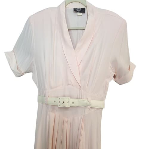 Vintage Dawn Joy Barbiecore Womens Dress Pink 13/14 Acetate Rayon Dropped Waist - Thumbnail 7
