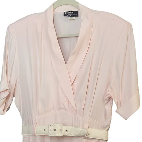 Vintage Dawn Joy Barbiecore Womens Dress Pink 13/14 Acetate Rayon Dropped Waist - Thumbnail 3