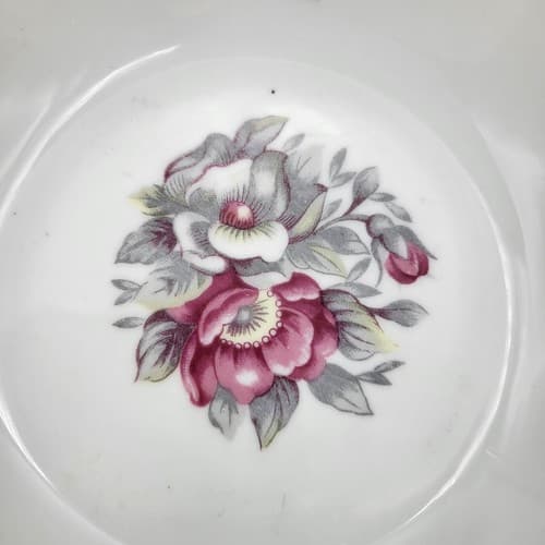 Vintage Japanese Peach Lusterware Bowl 9" Hand Painted Pink Gray Flowers Serving - Thumbnail 3