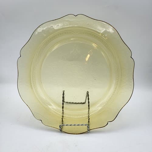Vintage Federal Depression Glass Dinner Plate Spoke Amber Yellow 11" Replacement - Thumbnail 6