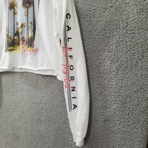 Freeze Womens Shirt White S Crop Cotton California West Coast Long Sleeves LA - Thumbnail 3