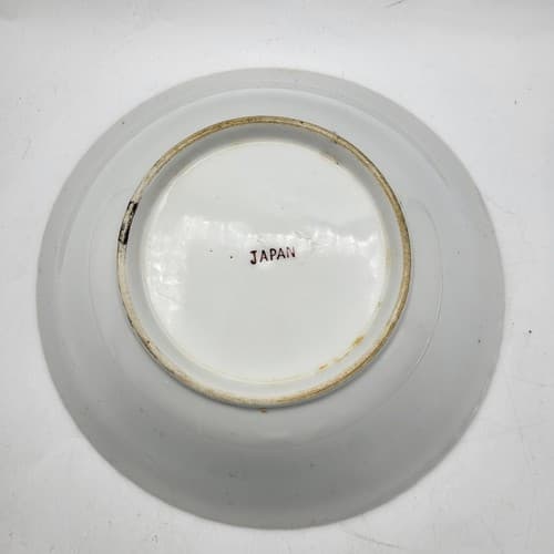 Vintage Japanese Peach Lusterware Bowl 9" Hand Painted Pink Gray Flowers Serving - Thumbnail 7