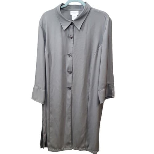 Worthingon Dress Woman Plus Gray 22W Polyester Slimming Comfy Classic Coatdress - Thumbnail 4