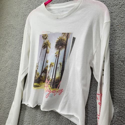 Freeze Womens Shirt White S Crop Cotton California West Coast Long Sleeves LA - Thumbnail 10
