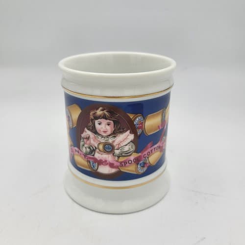 Clarks Thread Mug Advertising Porcelain The Corner Store Japan VTG 1982 - Thumbnail 2