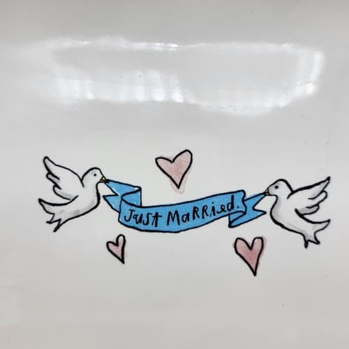 Just Married Ceramic Large Trink Tray Artisan Collection Love Birds Wedding Gift - Thumbnail 2