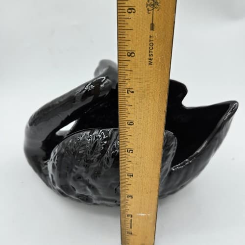 San Miguel Black Swan Planter Pot Vase Towel Holder Romantic High Gloss MCM VTG - Thumbnail 10