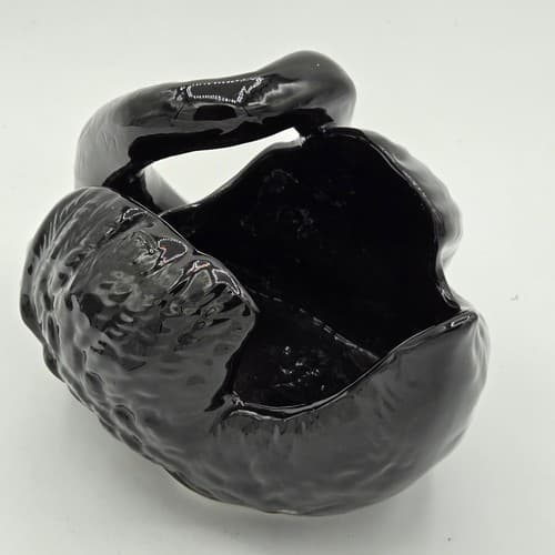 San Miguel Black Swan Planter Pot Vase Towel Holder Romantic High Gloss MCM VTG - Thumbnail 5
