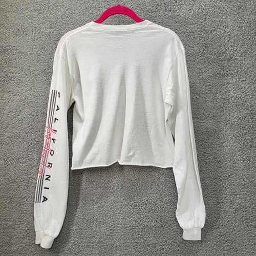 Freeze Womens Shirt White S Crop Cotton California West Coast Long Sleeves LA - Thumbnail 11