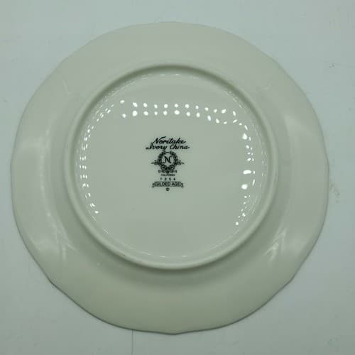 Noritake Ivory China Salad Plate 7" Pattern 7354 Gilded Age Gold Black Border - Thumbnail 12