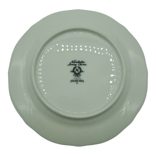 Noritake Ivory China Salad Plate 7" Pattern 7354 Gilded Age Gold Black Border - Thumbnail 5