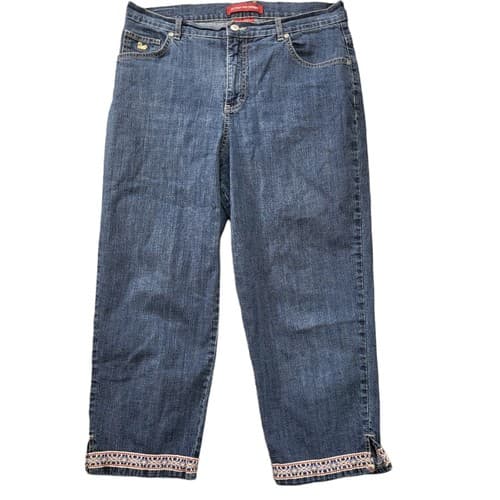 Gloria Vanderbilt Womens Jeans 12 Blue 30x22 Cropped Embroidered Bottom Edge - Thumbnail 3