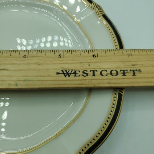 Noritake Ivory China Salad Plate 7" Pattern 7354 Gilded Age Gold Black Border - Thumbnail 9