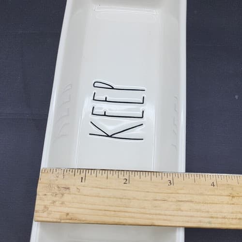 Rae Dunn Trinket Tray KEEP Two Compartments Desk Accessory Artisan Collection - Thumbnail 9