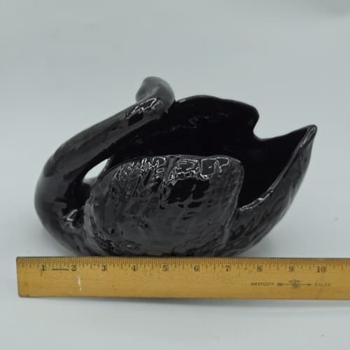 San Miguel Black Swan Planter Pot Vase Towel Holder Romantic High Gloss MCM VTG - Thumbnail 8