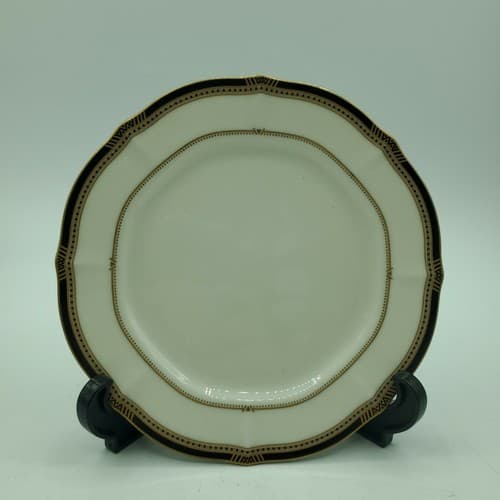 Noritake Ivory China Salad Plate 7" Pattern 7354 Gilded Age Gold Black Border - Thumbnail 11