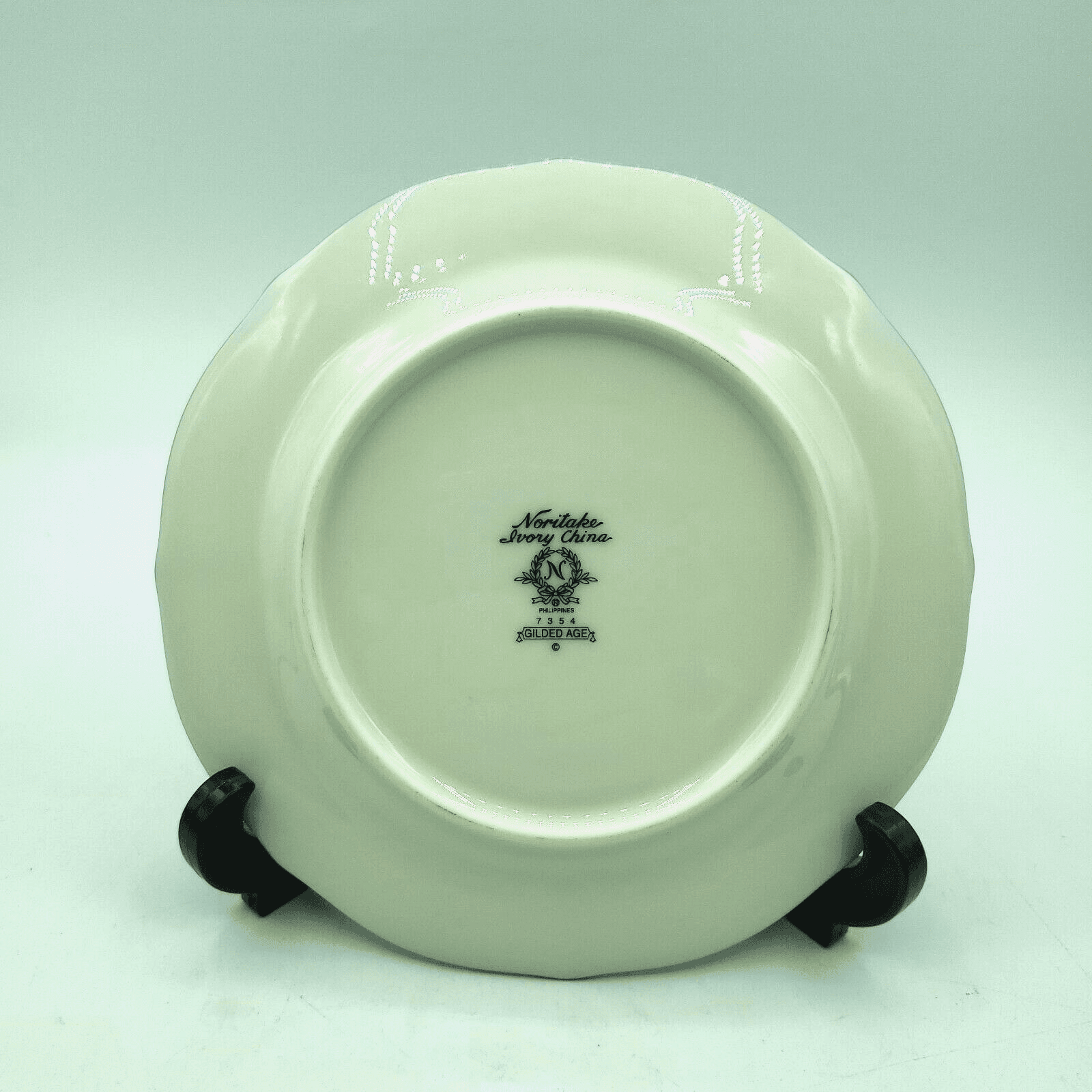 Noritake Ivory China Salad Plate 7" Pattern 7354 Gilded Age Gold Black Border - Thumbnail 8