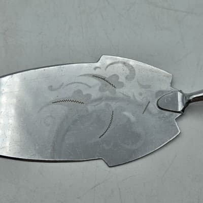 German Art Deco Cake Server Lifter with multicolor bakelite handle 1930’s Etched - Thumbnail 3