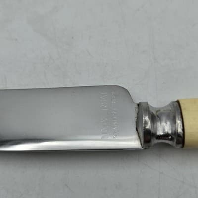 VTG Universal Celluloid Cream Handle Dinner Butter Knives Stainless Steel Blade - Thumbnail 2
