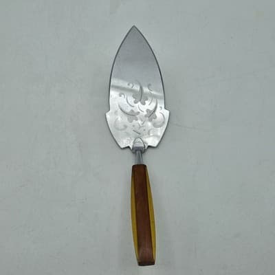 German Art Deco Cake Server Lifter with multicolor bakelite handle 1930’s Etched - Thumbnail 2