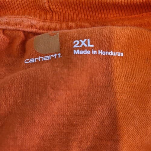 Carhartt Mens Tee Work Shirt 2XL Orange Heavy Cotton Pocket Logo Classic - Thumbnail 4