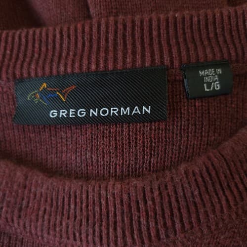 Greg Norman Mens Sweater Burgandy Large Golf Cotton Knit Classic Made in India - Thumbnail 5