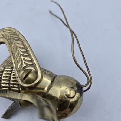 VTG Solid Brass Grasshopper Prosperity Figurine Good Luck India 4" Paperweight - Thumbnail 8