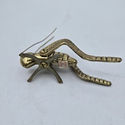 VTG Solid Brass Grasshopper Prosperity Figurine Good Luck India 4" Paperweight - Thumbnail 3