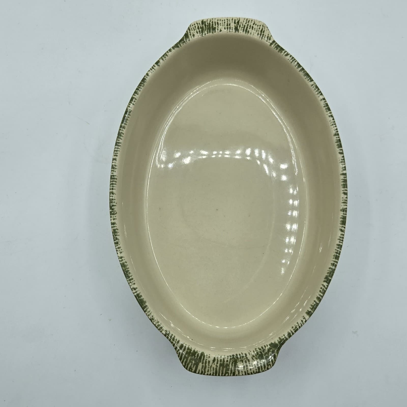 Grestel Stoneware Oval Open Casserole Baker Dish Leaves Pattern Portugal EUC - Thumbnail 4